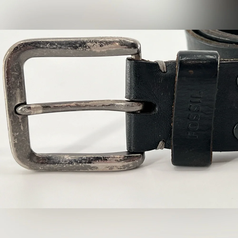 Vintage Fossil Black‎ Leather Belt 38